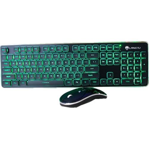 2.4G Wireless Rechargeable LED Backlight USB Anthropological Game Keyboard And Mouse Mute Suite