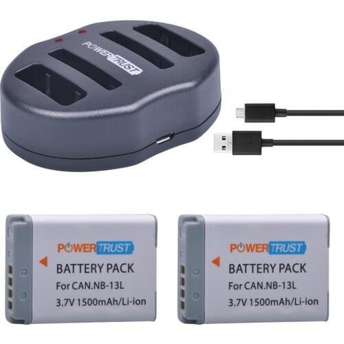 2Pcs NB-13L 1500mAh NB 13L NB13L Battery + Dual USB Charger for Canon PowerShot G5 X G5X G7 X Mark II G7X G9 X G9X SX720 HS