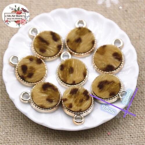 20pcs leopard print Fabric Covered round Buttons pendant Home Garden Crafts Cabochon Scrapbooking DIY 12mm