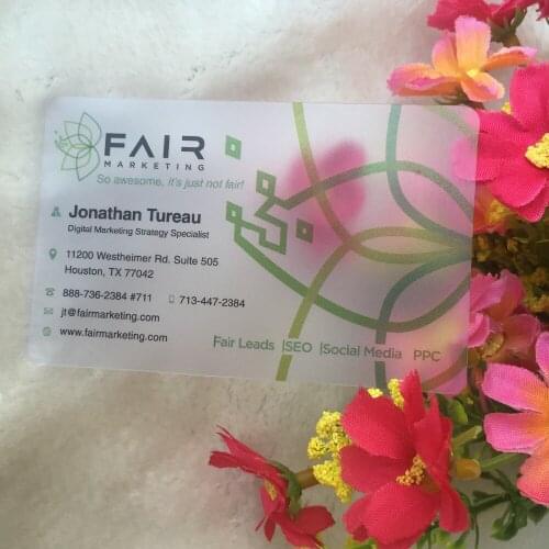 200 pcs/lot High Quality custom Transparent PVC Business Card printing, Matte PVC Name Card, best Price clear Business Card