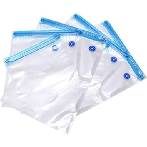 5pcs/lot Reusable PE Vacuum Bags with Stickers Fresh-keeping Food Storage Bag Zipper Food Savers Travel Sealing Bags