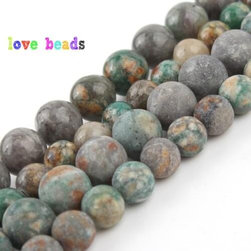 6/8/10mm Natural Matte Stone Beads Green Plum Jaspers Round Beads for Jewelry Making DIY Bracelet 15" Perles Minerals Beads