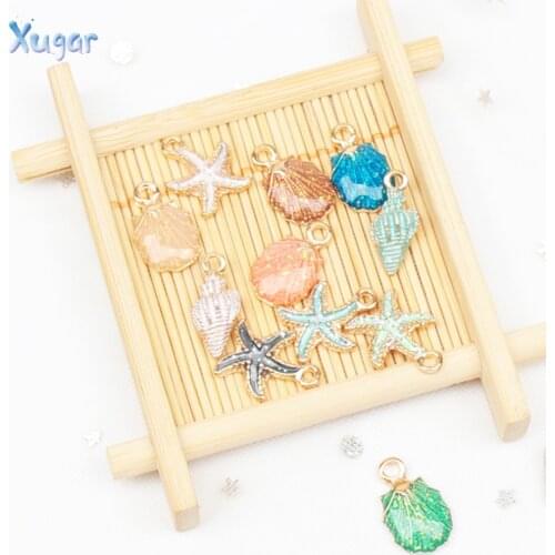 Xugar Accessories 15pcs Hot selling fashion popular conch shell starfish accessories combination key chain pendant accessories