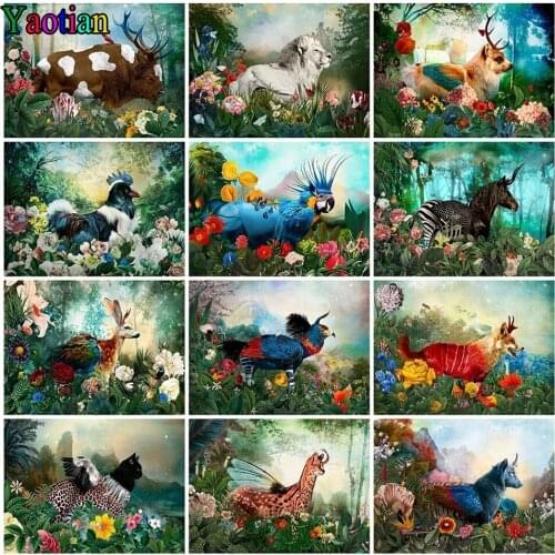 Full Drill Diamond Painting Animals Lion Deer Diamond Mosaic Embroidery Cross Stitch Forest Landscape Diy Interior Decor Picture
