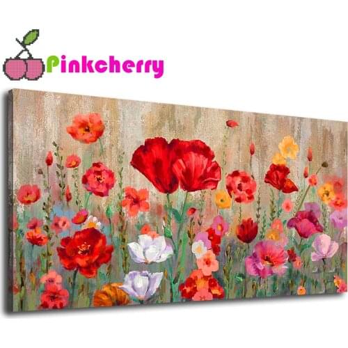 Large Poppies 5d diy diamond painting Red Bloosom Flowers embroidery full square round diamond Mosaic Puzzle Pattern k340
