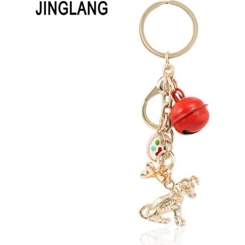 JINGLANG Gold Color Metal Lobster Clasp Keyring Dangle Animal Dog With Pet Supplies Keychains For Women Luxury Handbag Jewelry