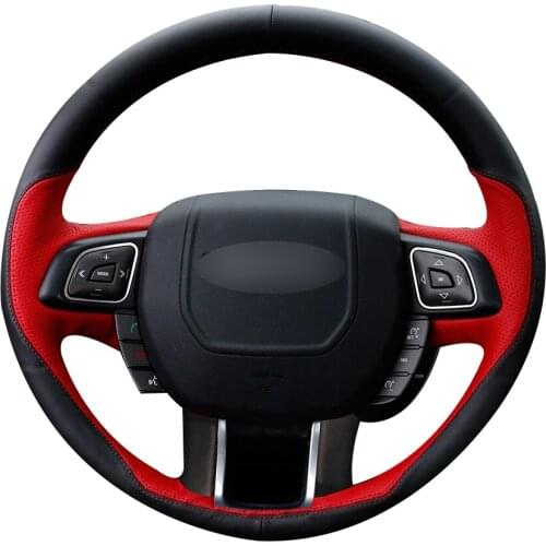 Black Leather Red Leather Car Steering Wheel Cover for Land Rover Range Rover Evoque 2012-2016