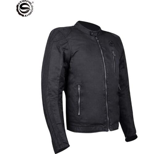 SFK Black Stylish Warm Mens Motorcycle Jacket with CE Protection Armor & Cotton Liner/ Motocross Racing Accessries