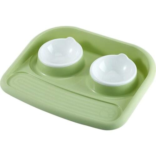 Dorakitten 1pc Double Pet Food Bowl Nonslip Plastic Cat Water Food Bowl Dog Bowl Pet Feeding Supplies Cat Dog Feeder
