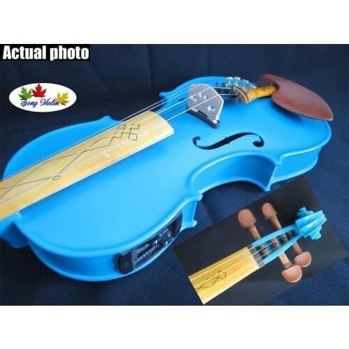Great Blue Color Handmade 4 Strings 4/4 Electric Violin +Acoustic violin Maple Wood Fingerboard