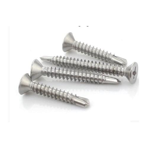 Hardware supplies 410 stainless steel countersunk head, cross drill, tail screws, flat head self tapping screws M4.2*50