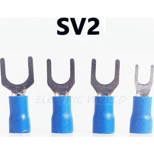 100pcs Wire connector Fork Spade Crimp Insulation Terminal SV2-3 SV2-4 SV2-5 SV2-6 Wire connection Cable Connector terminal