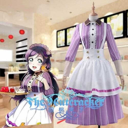 Love Live Cosplay Tea Party Unawakened Tojo Nozomi Cosplay Costume Arpon Maid Dress Halloween Christmas Fancy Dress Custom Made