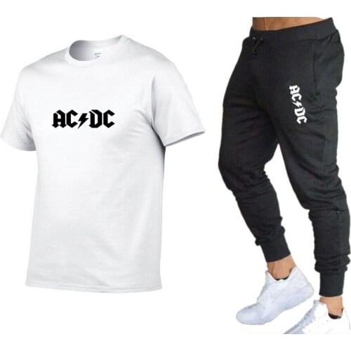 2021 New Summer Mens Sports Suit Summer Fashion O-neck T-shirt + Pants 2-piece Suit Mens Casual Suit Mens Sports Top Pants