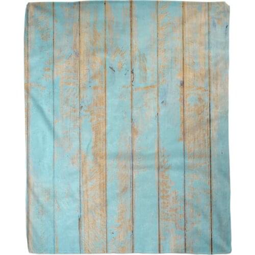 Soft Decor Throw Blanket Rustic Wood Painted Blue Colour Warm Cozy Flannel Bed Blankets for Sofa Couch Chair Living