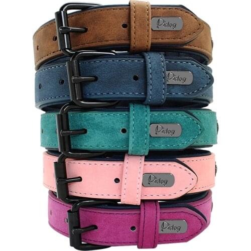 Soft Dog Collars Leather Padded Big Dog Pitbull Bulldog Collar Adjustable For Small Medium Large Dogs Beagle Collar Para Perro