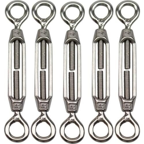 M4 Stainless Steel 304 Eye & Eye Turnbuckle Wire Rope Tension (5Pcs)