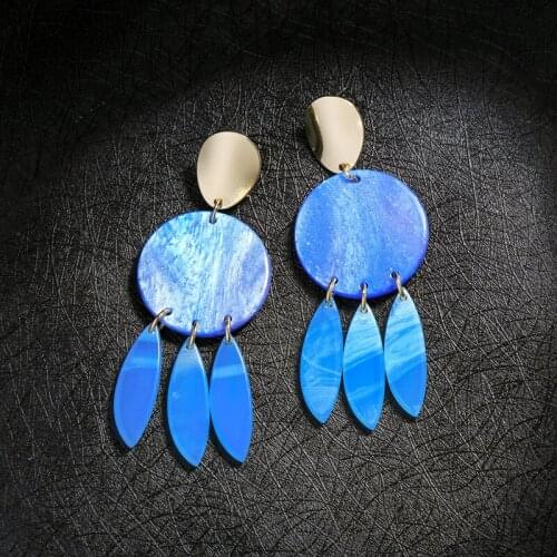 Bulk Price Gold Color Fashion Geometric Acrylic Board Tassel Pendant Drop Earrings For Women Bohemia Fashion Jewelry