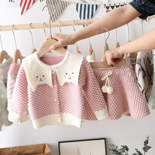 Kids Girls Autumn Winter Clothing Set Sweater +Skirt Baby Girl Knitting Clothes Set Kids 2 pieces Outfits High Quality Tracksuit