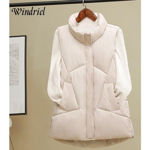 Autumn And Winter Vest Womens Short Waistcoat Stand Collar Warm Sleeveless Jacket Coat Fashoin Cotton Vest Plus 3XL Windriel