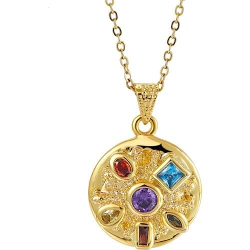 Dazzling Golden Color Zircon Pendant Necklace with Infinity 6 stones Bezel Setting Chic Friday Jewelry