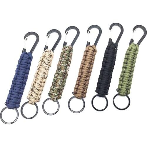 Outdoor Keychain Ring Camping Carabiner Military Paracord Cord Rope Camping Survival Kit Emergency Knot Bottle Opener Tools