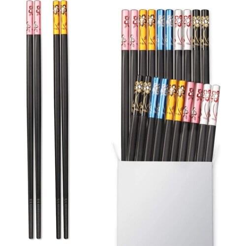 10 Pairs of Chopsticks Reusable Glass Fiber Chopsticks 24cm Non-slip Chopsticks Suitable for Beginners To Cook Noodles and Rice