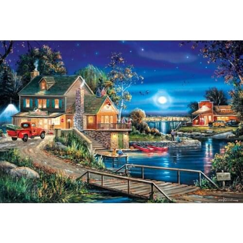 Night falls The wooden puzzle 1000 pieces ersion jigsaw puzzle white card adult childrens educational toys