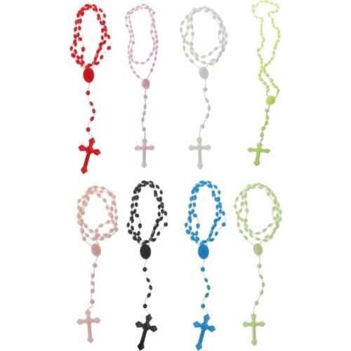 Plastic Rosary Beads Luminous Necklace Catholicism Prayer Religious Jewelry
