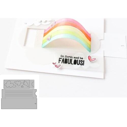 Raindow Slide Cards Stencil Metal Cutting Dies Silver For Scrapbooking Album Photo Paper Card Craft New Template Winter Dies