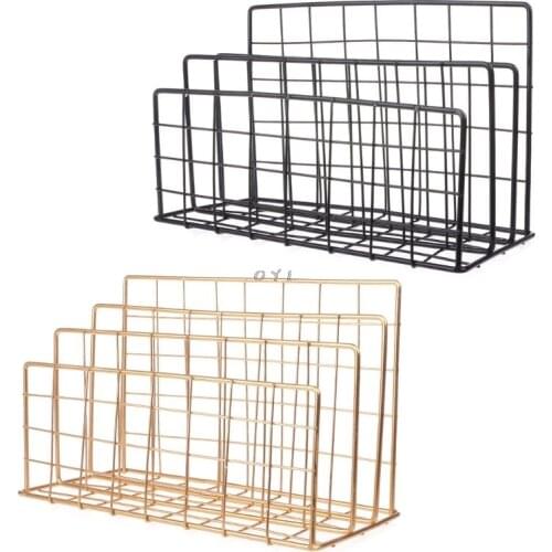 Grid Storage Rack Boek Houder Drie Layer Desktop Tijdschrift Plank Thuis Organisator Decoratie for School, office