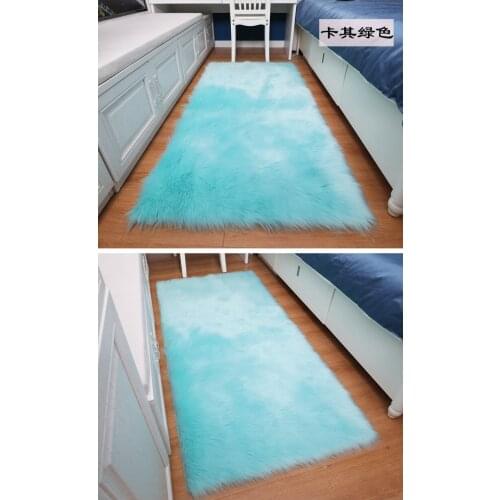Luxury Rectangle Soft Sheepskin Fluffy Area Rug Faux White Fur Carpet Shaggy Long Hair Solid Mat Living room Seat Pad Home Decor