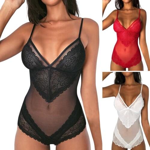 Sexy Lingerie Hollow Out Body Bodysuit Lace Sexy V-Neck Sling Bodysuit Women Body Femme Sexy Costume Lenceria Sensual Mujer