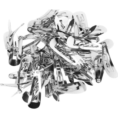 50Pcs/Pack Silver Baby Children Kids Girls Snap Hair Clips Headwear Hair Accessory 30mm for DIY Craft Bow Supplies