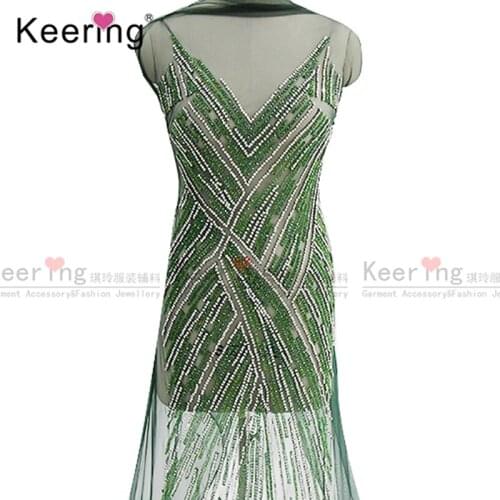New Arrivals green appliques beaded rhinestone For Wedding panel WDP-222