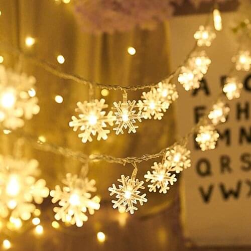 20/40 LED Snowflake Lights String Twinkle Christmas Garlands USB Battery Powered Fairy Curtain Light For Xmas New Year Decor
