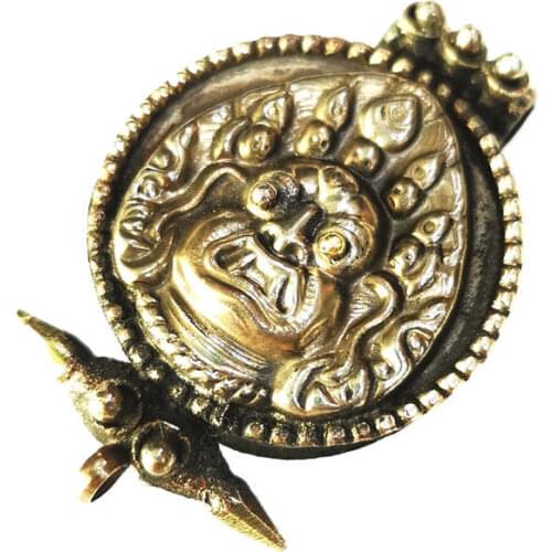 TGB032 Tibetan Prayer Box Copper Antiqued Kingkong Protection God Amulet Pendant Tibet Amulet for Man