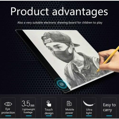 USB Charging A4 LED Ultra Thin Art Facsimile Drawing Board Copy Pad Drawing Tablet With Three Adjustable Mode LED Eye Protection