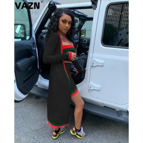 VAZN 2020 New Full Sleeve O-Neck Women Casual Gym Sport Fitness Fashion Set Holiday Women Young Energetic 3PCS Set