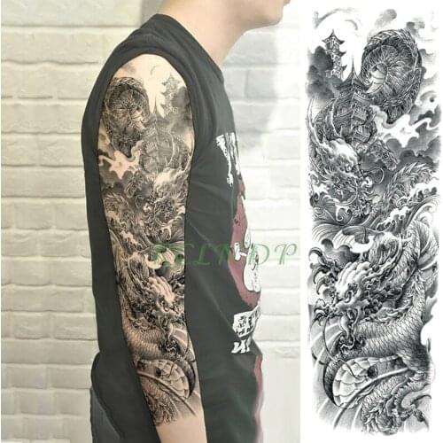 Waterproof Temporary Tattoo Sticker prajna tower full arm fake tatto body art flash tatoo sleeve large size tato for men women