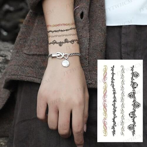 Waterproof Temporary Fake Tattoo Stickers Flower rattan bracelet Tatto Arm Womens Tattoo And Body Painting One-time Tattoos Men