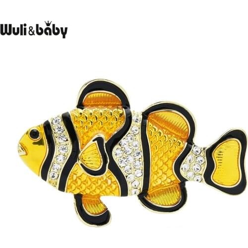 Wuli&baby New Arrival Enamel Fish Brooches For Women Unisex 2-color Sea Animal Party Casual Brooch Pins Gifts
