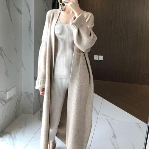 2021 Korean Fashion Wool Cardigans Office Lady Long Cardigan Women Vintage Female Sweater Spring/Autumn Tops Woman Clothing