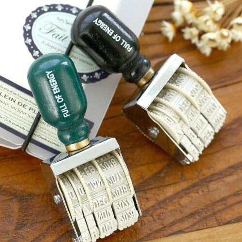 1 Pcs Vintage date postmark Decoration stamp Roller knob wooden stamps scrapbooking stationery DIY craft standard seal