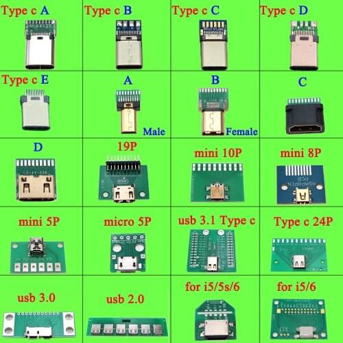 20pcs/lot For iPhone Mini Micro USB to DIP Adapter PCB Test Board USB 2.0 3.0 3.1 Type-C HDMI-compatible Breadboard