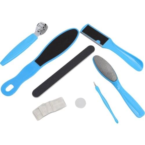 8Pcs/Set Silver Pedicure Foot Care Tool Set Foot Rasp Stainless Steel Pedicure Foot Files Dead Skin Callus Remover Scraper File