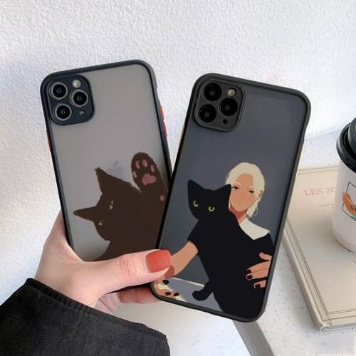 Cute Cartoon Black Cats Animal Pattern Phone Case For iphone 11 12 Pro Max 6s 7 8 Plus SE 2020 X XS MAX XR Hard Shockproof Cover