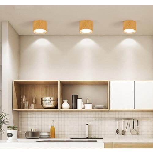 Wood 5w Led Downlight Ceiling Lamp Wooden Light Downlights lamps Lighting Fixtures living Down lights Nordic Iron for Aisle