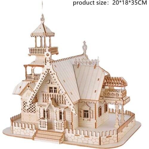 DIY Wooden 3D Puzzles Dollhouse Miniature Furniture Assembly With Lights Building Kit Toys For Kids Girls Xmas Birthday Gifts