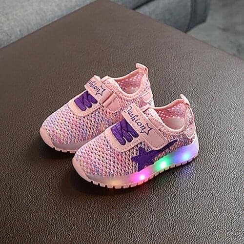 Kids Boys Girls Shoes LED Light Baby Shoes Sport Shoes Breathable Anti-Slip Kids Soft Soled shoe 1-5Y Baby
